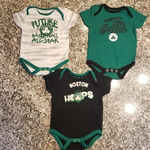 Bundle:3 NBA Celtics bodysuits/onesies. 3-6 months